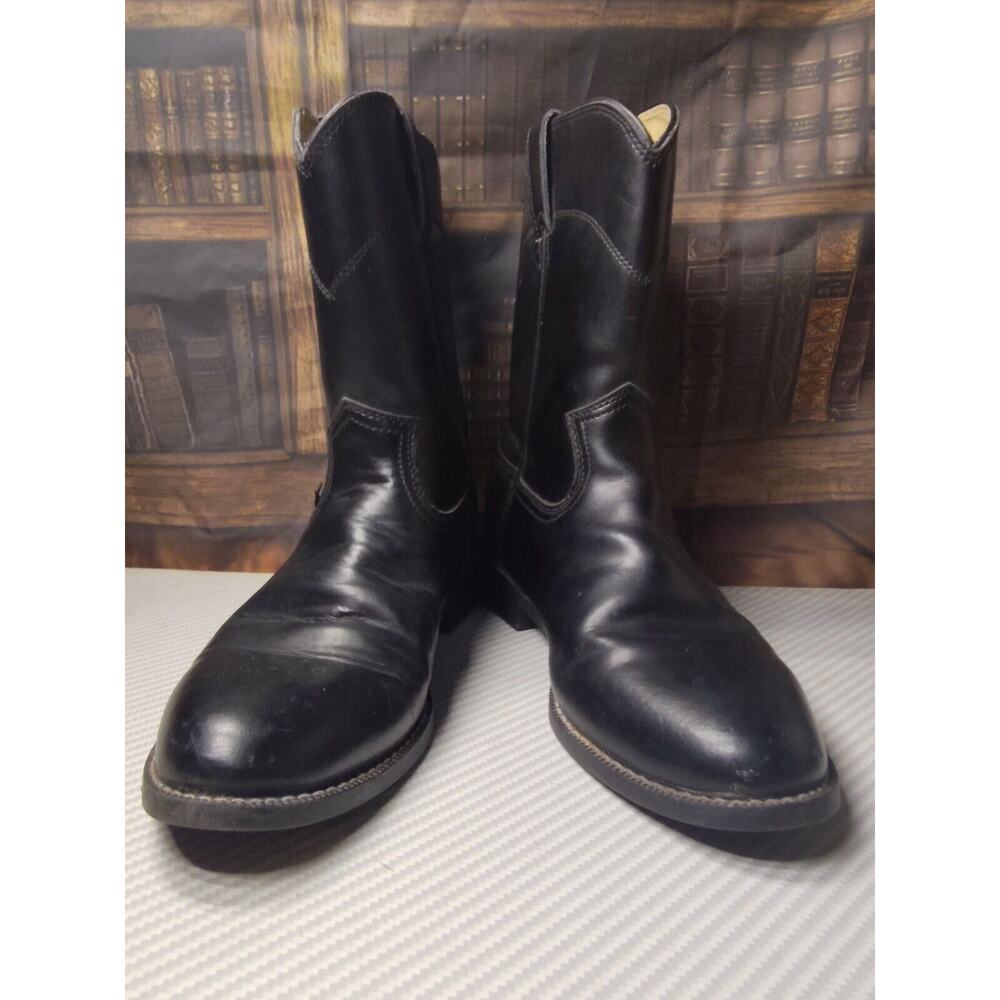 (DAMAGED) Justin Basics JB3000 Western Cowboy Boots Mens Size 10 D Black